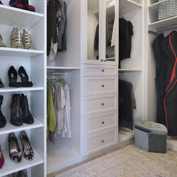 White Master Bedroom and Mudroom Built Ins