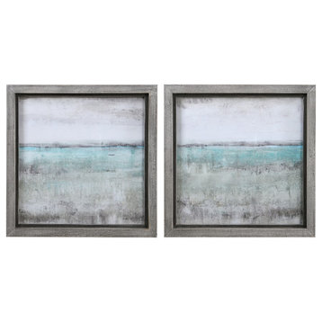 Uttermost Aqua Horizon Framed Prints, Set of 2, 51114