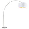 LumiSource Salon Floor Lamp With Satin Nickel Base and White Shade With Gold