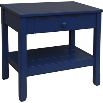 Lamp Table End Side TRADE WINDS Cottage Navy Blue Mahogany Frame 1