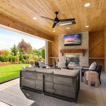 Covered Outdoor Patio with Seura Shade Series Outdoor TV
