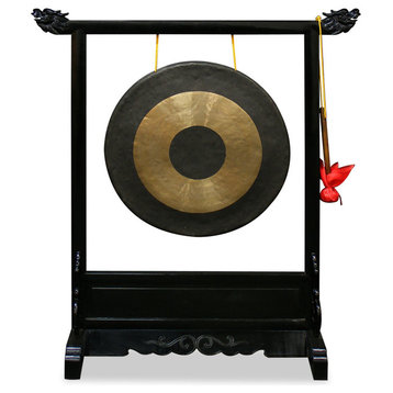 Brass Gong With Dragon Stand
