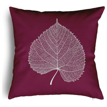 Leaf Study Accent Pillow With Removable Insert, Plum, 20"x20"
