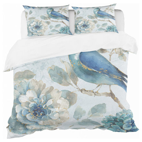 indigold Color Lovely Bird Ii Duvet Cover Set, Full/Queen