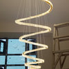 La Penne | Long Spiral Hanging Crystal Golden Chandelier, Gold, Dia23.6xh59.1", Warm Light, Non-Dimmable
