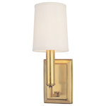 Hudson Valley Lighting - Hudson Valley Lighting 811-AGB Clinton - One Light Wall Sconce - Clinton One Light Wa Aged Brass Off-White *UL Approved: YES Energy Star Qualified: n/a ADA Certified: n/a  *Number of Lights: Lamp: 1-*Wattage:60w Candelabra bulb(s) *Bulb Included:No *Bulb Type:Candelabra *Finish Type:Aged Brass