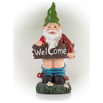 Mooning "Welcome" Gnome With Pants Down Statue