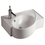 Whitehaus - Isabella Rectangular Wall Mount Basin With Integrated Oval Bowl - Isabella Rectangular Wall Mount Basin With Integrated Oval Bowl, Overflow, Single Faucet Hole And Rear Center Drain