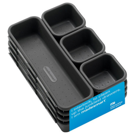 Madesmart 59601 Interlocking Drawer Organizer Storage Bins, Plastic