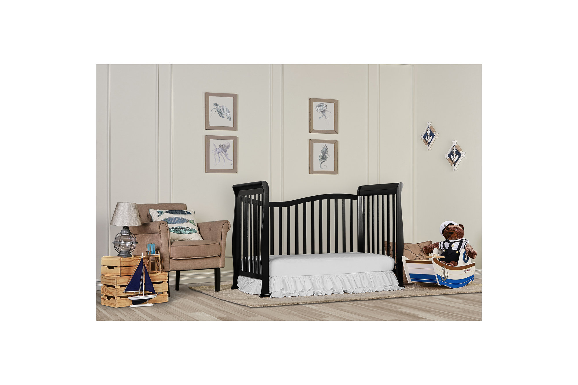 Dream On Me Violet 7-in-1 Convertible Life Style Crib, Black