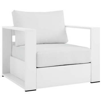 Modway Tahoe Modern Fabric/Aluminum Outdoor Armchair in White