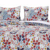 Benzara BM218897 King Size 3 Piece Quilt Set with Floral Prints, Multicolor
