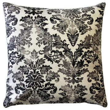 Calliope Gray Damask Pattern Throw Pillow 20x20, with Polyfill Insert
