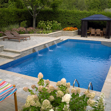 Rectangle Pool with Sheer Descent Water Feature
