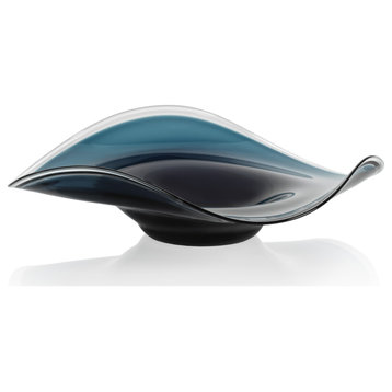 Vellerti Blue Wave Glass Bowl, Small