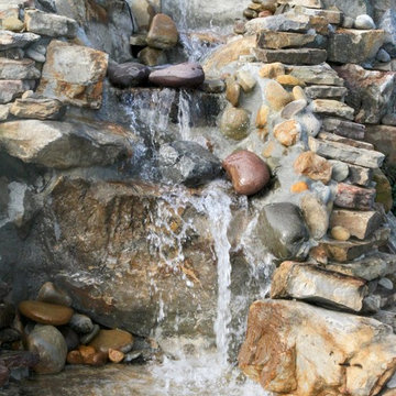 Pool with water fountain and Pond.