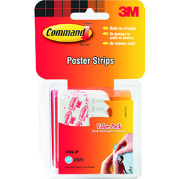 Command 17024-TVP Poster Strips Value Pack, White, 60-Count