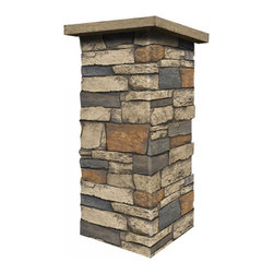 C143-BRECKENRIDGE DEEP WIDE STACKED STONE COLUMN WRAP (CAPS SOLD SEPARATELY) - Wall Panels