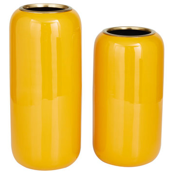 Modern Yellow Metal Vase Set 560825