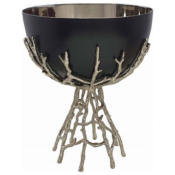 Twig Decorative Bowl, Nickel/Black