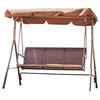 3-Person Outdoor Swing With Canopy, Dark Brown