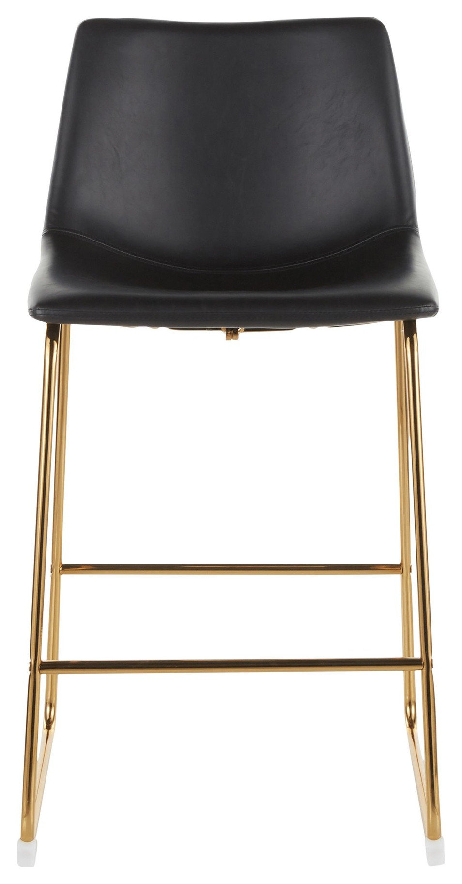 Duke Counter Stool, Set of 2, Gold Metal, Black PU