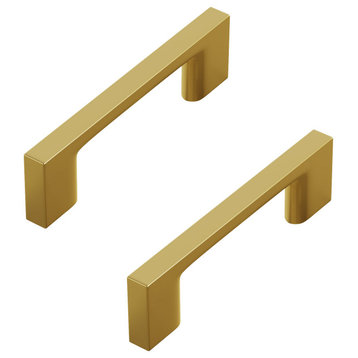 Dowell Series 3008 Handles, 96mm/3.8" CTC, 10-Pack, Brushed Brass