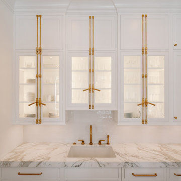 Marble counter, single sink.