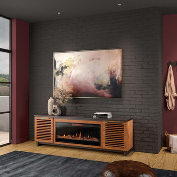 Bourbon Brown Finish Solid Wood TV stand that holds TVs up to 100 in.