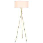 Living District - Cason 1 Light Floor Lamp in Brass with White Shade - Illuminate your home with the Cason Collection floor lamp. Its elegant and clean lines will create a sense of peaceful minimalism while still adding stylish personality to any room. The perfect place to read a book under or to enjoy a fine glass of wine after a long day at work you will appreciate everything about this light whether it's the linen shade that prevents the light from being too bright to the three sturdy rods that creates the base. Available in black silver or brass it is the perfect addition to any living room office or bedroom (light bulbs not included).&nbsp