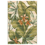 Trans Ocean - Liora Manne Marina Tropical Leaf Indoor/Outdoor Rug Cream 8'10"x11'9" - This area rug features a sophisticated tropical design meant to enhance, but not overpower your decor. Oversized green banana leaves on a beige background are accented with cream florals to create a subtle but striking design, perfect for any space inside or outside your home. Made in Egypt from 100% polypropylene, the Marina Collection is Power Loomed to create intricate designs with a broad color spectrum and a high-quality finish. The material is flatwoven, low profile, weather resistant, UV stabilized for enhanced fade resistance, durable and ideal for those high traffic areas such as your patio, sunroom, kitchen, entryway, hallway, living room and bedroom making this the ideal indoor or outdoor rug. Detailed patterns are offered in an eclectic mix of styles ranging from tropical, coastal, geometric, contemporary and traditional designs; making these perfect accent rugs for your home. Limiting exposure to rain, moisture and direct sun will prolong rug life.