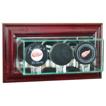Wall Mounted Triple Puck Display Case, Cherry