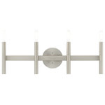 Livex Lighting - Livex Lighting Brushed Nickel 4-Light ADA Bath Vanity - Exposed bulb sockets are fixed over a brushed nickel finish to create an eclectic look perfect for mid century modern or transitional spaces wanting an industrial touch.