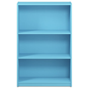 3-Tier Adjustable Shelf Bookcase, Light Blue