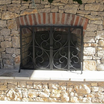 Freestanding Outdoor Kitchen with Gas Grill and Fireplace