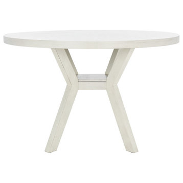 Safavieh Couture Luis Round Wood Dining Table, White Wash