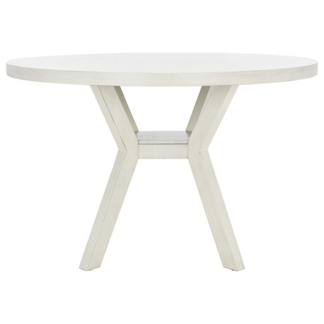 Safavieh Couture Luis Round Wood Dining Table, White Wash