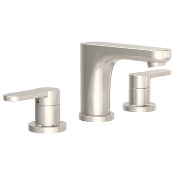 Identity Widespread Two-Handle Bathroom Faucet with Push Pop Drain (1.0 GPM), Satin Nickel