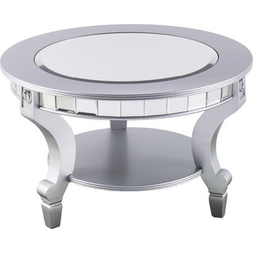 Lindsay Glam Mirrored Round Cocktail Table - Natural