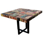 Chic Teak - Small Square Dining Table Made From Recycled Teak Wood Boats, 40" - Made from recycled teak boats these tables are as stylish as they are durable, and definitely one of a kind. The wide variety of colors in the top make them easy to use in a space that is already full of color, or this table may just be that one pop of color you have been looking for.
