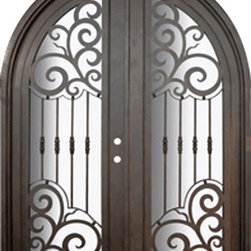 Barcelona 72x96  Round Top Forged Iron Double Door 14 Gauge Steel - Front Doors