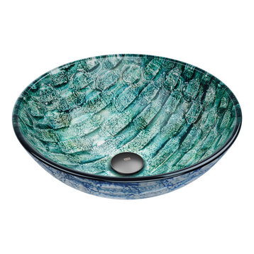 VIGO Glass Vessel Bathroom Sink, Oceania