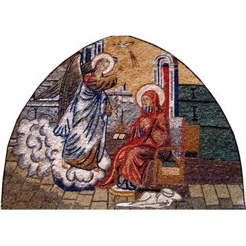 Annunciation of Virgin Mary on An Arc Shaped Mosaic, 37"x51"
