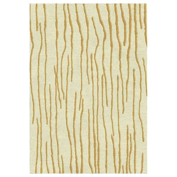 Beige/Green/Grey Modern Hand-Knotted Indian Square Area Rug, Beige, 4'6"x6'6"