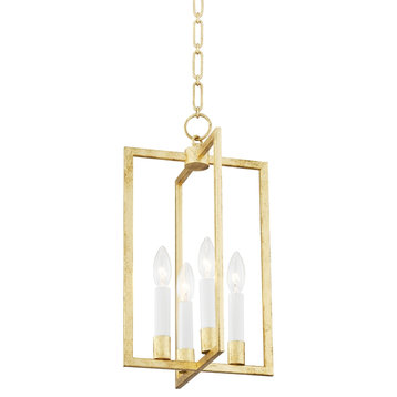 Middleborough 4-Light Pendant by Mark D. Sikes, Gold Leaf