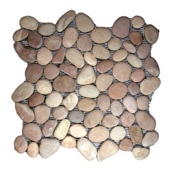 CNK Tile - Hand-Sorted Berry Pebble Tile, 12x12 Mesh, Ideal for Showers & More - Mosaic Tile