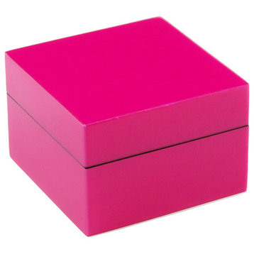 Lacquer Small Square Box, Hot Pink
