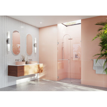 Umbra Frameless Wall Hinged Shower Door Towel Bar and Single Stationary Panel