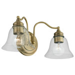 Livex Lighting - Moreland 2 Light Antique Brass Vanity Sconce - Bring a refined lighting style to your bath area with this Moreland collection two light vanity sconce. Shown in an antique brass finish and clear glass.