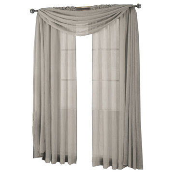 Abri Single Rod Pocket Sheer Curtain Panel, Gray, 50"x96"